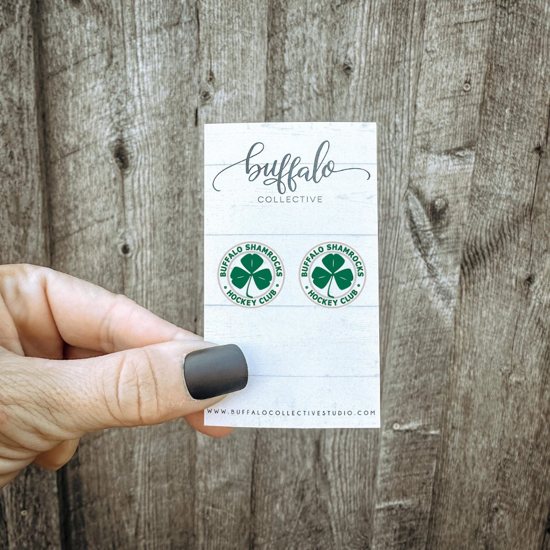 Buffalo Shamrocks Hockey Earrings