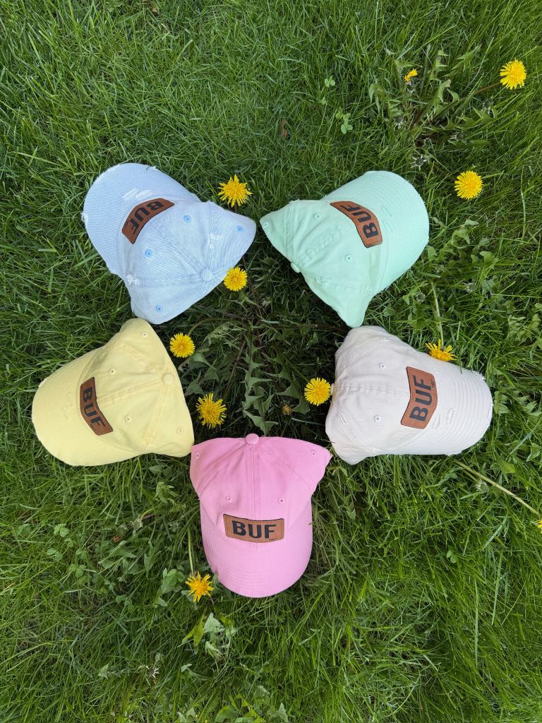 Vintage Distressed Look BUF Patch Womens Baseball Hats