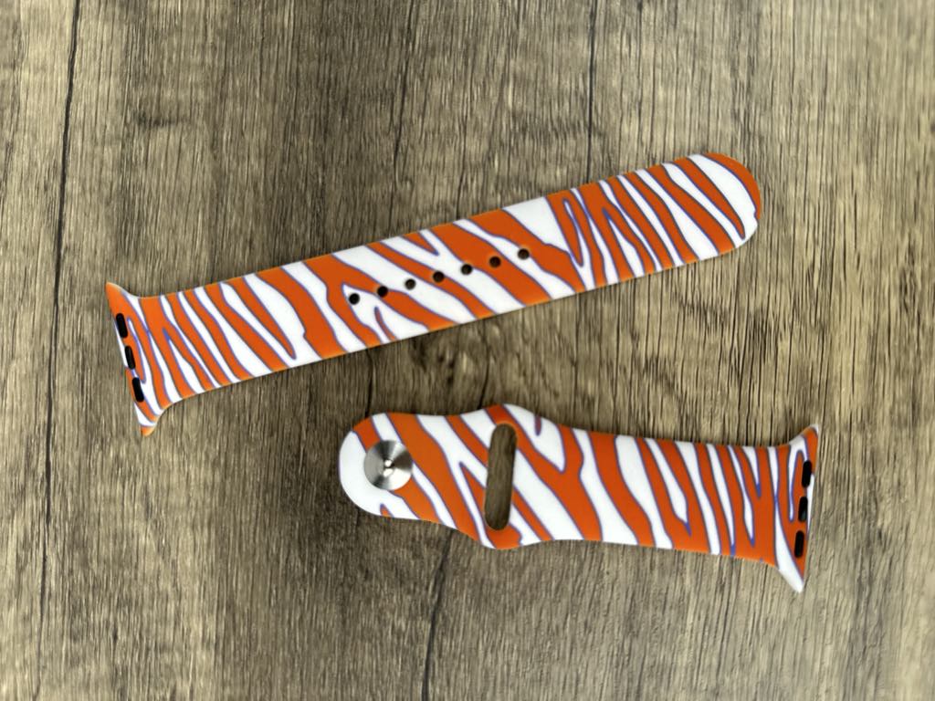 Buffalo Bandits Stripe Pattern Orange White and Purple Watchband | Silicone