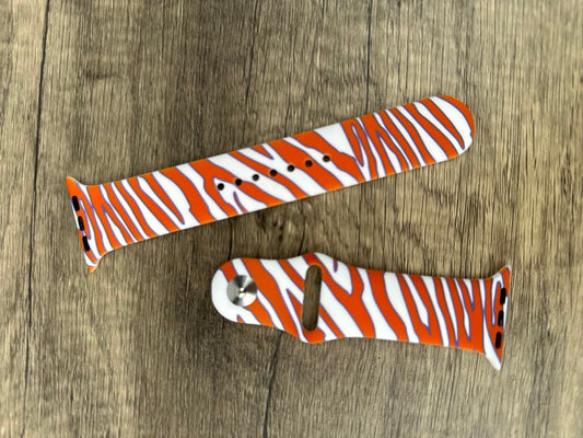 Buffalo Bandits Stripe Pattern Orange White and Purple Watchband | Silicone