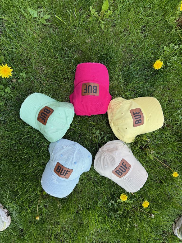 Vintage Distressed Look BUF Patch Womens Baseball Hats