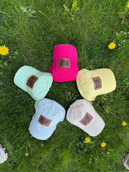 Vintage Distressed Look BUF Patch Womens Baseball Hats