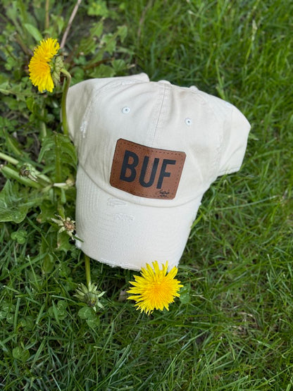Vintage Distressed Look BUF Patch Womens Baseball Hats
