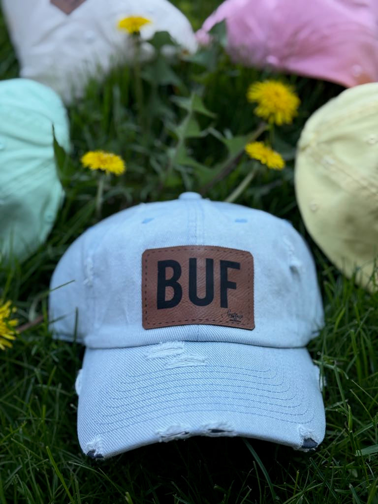 Vintage Distressed Look BUF Patch Womens Baseball Hats