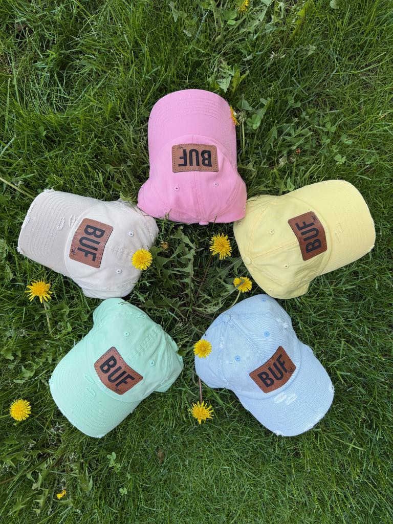 Vintage Distressed Look BUF Patch Womens Baseball Hats