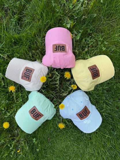 Vintage Distressed Look BUF Patch Womens Baseball Hats