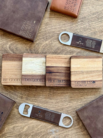Be Good. Do Good. God Bless. Go Bills. Coasters