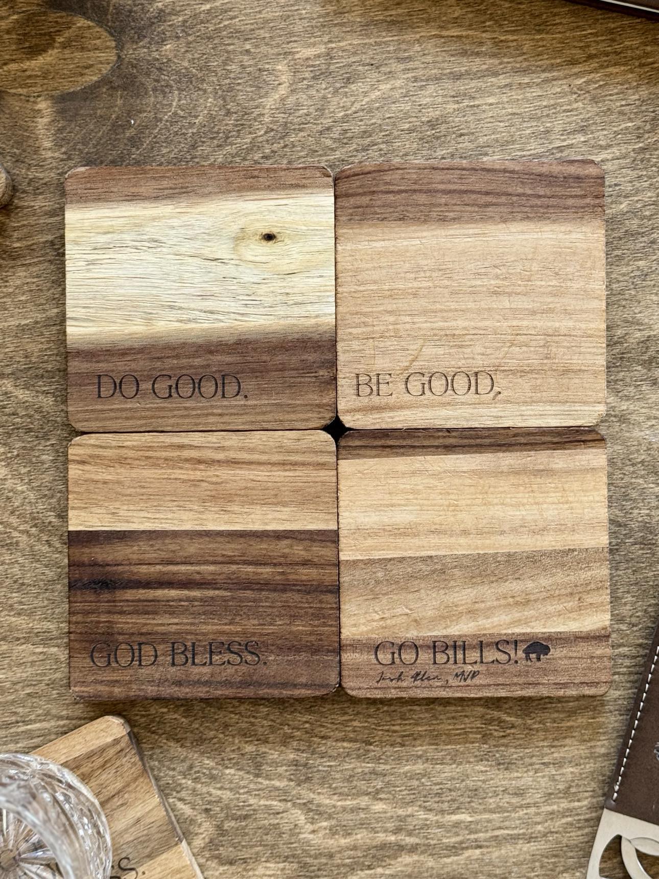 Be Good. Do Good. God Bless. Go Bills. Coasters