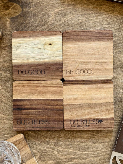 Be Good. Do Good. God Bless. Go Bills. Coasters