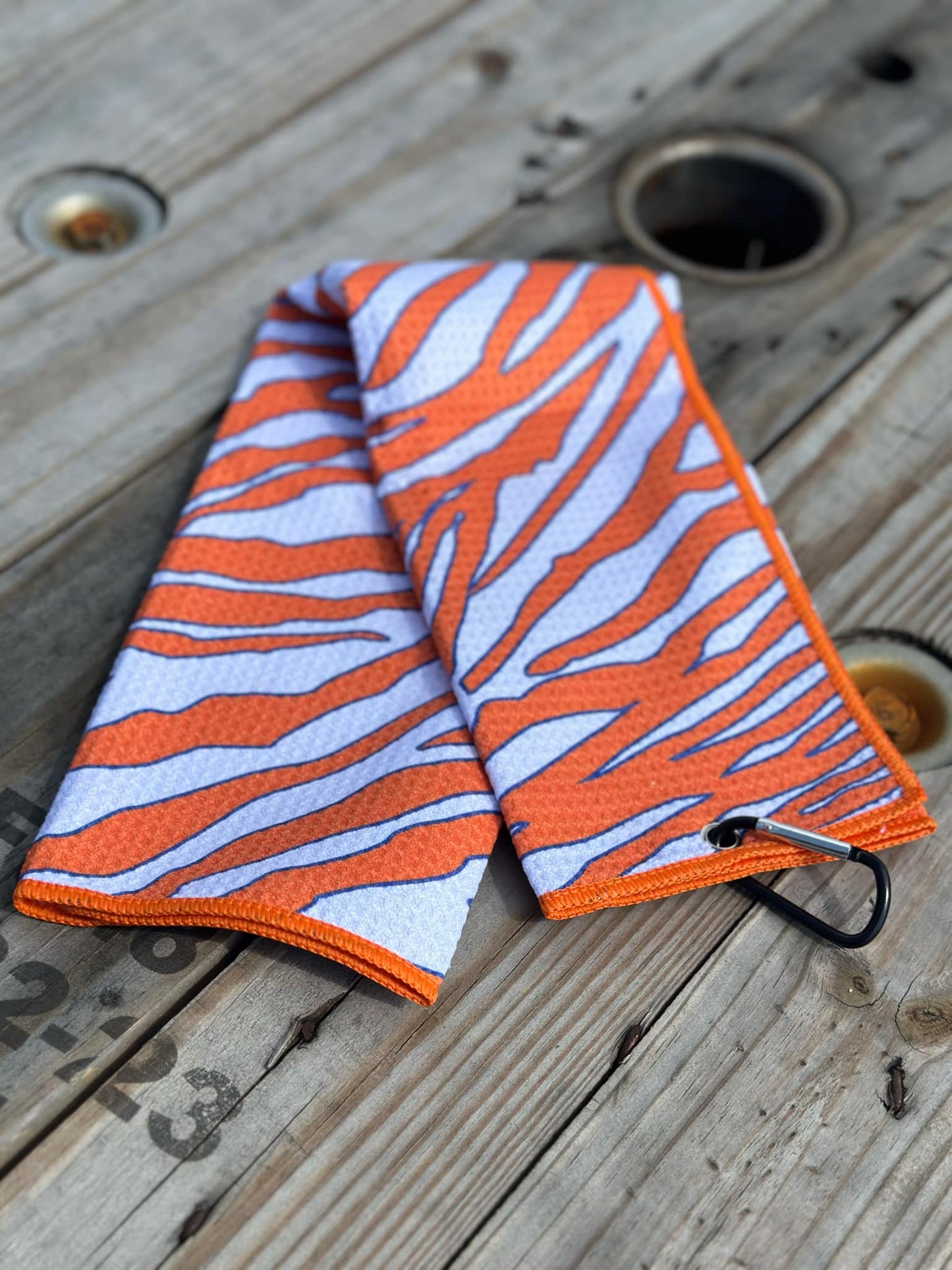 Buffalo Bandits Stripe Pattern Orange White and Golf Towel