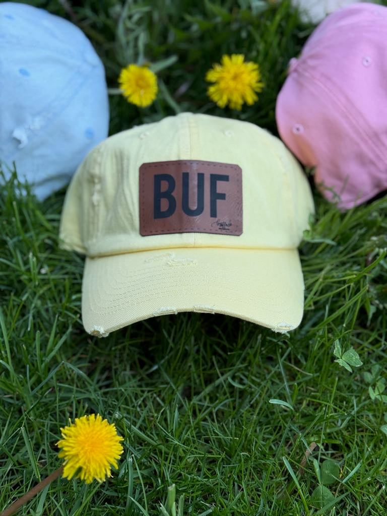 Vintage Distressed Look BUF Patch Womens Baseball Hats