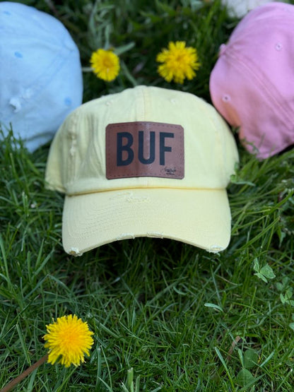 Vintage Distressed Look BUF Patch Womens Baseball Hats