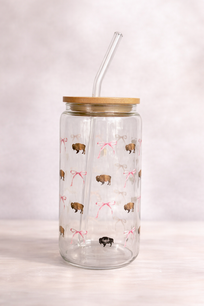16oz Signature Glass Tumblers – Lid, Straw & Seasonal Designs