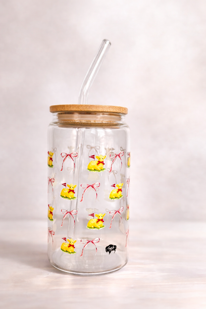 16oz Signature Glass Tumblers – Lid, Straw & Seasonal Designs