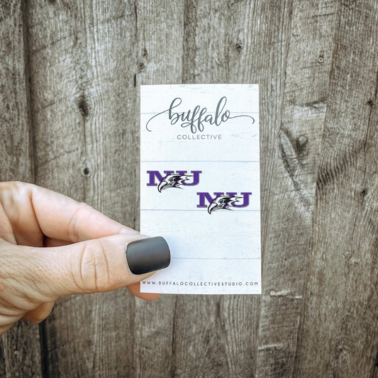 NU Purple Eagles Juniors Hockey Earrings