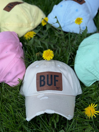Vintage Distressed Look BUF Patch Womens Baseball Hats