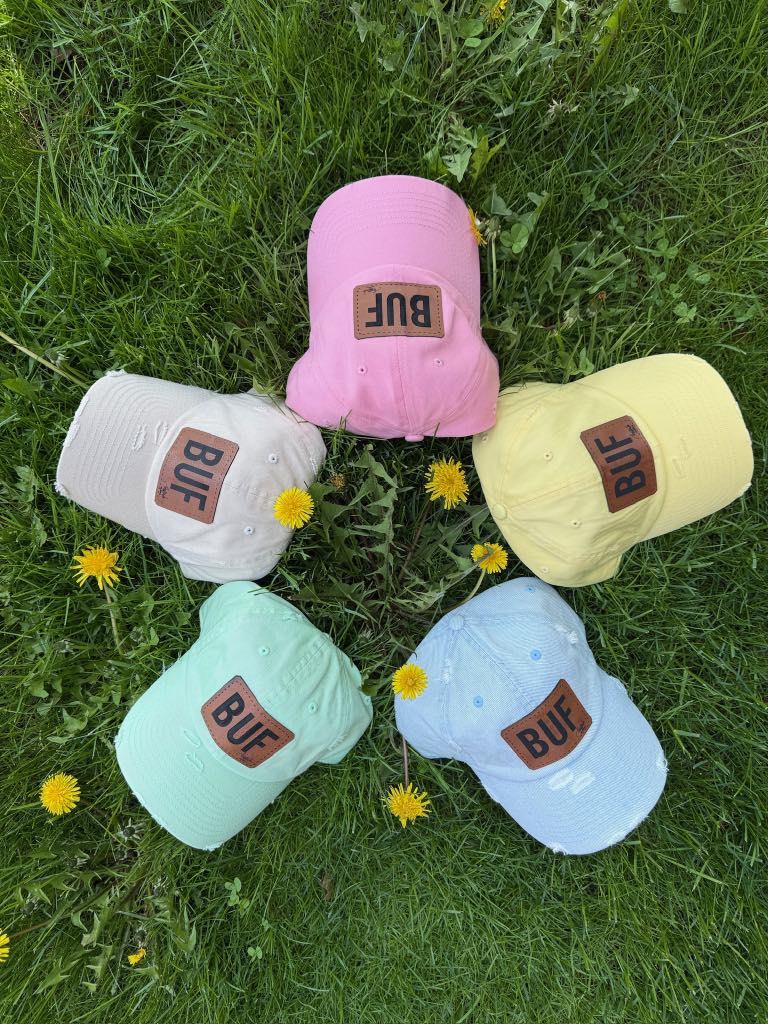Vintage Distressed Look BUF Patch Womens Baseball Hats