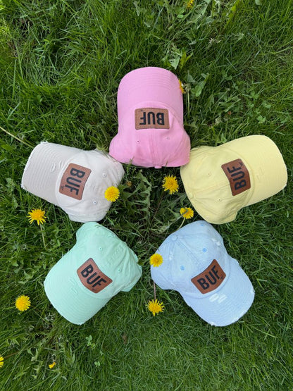 Vintage Distressed Look BUF Patch Womens Baseball Hats