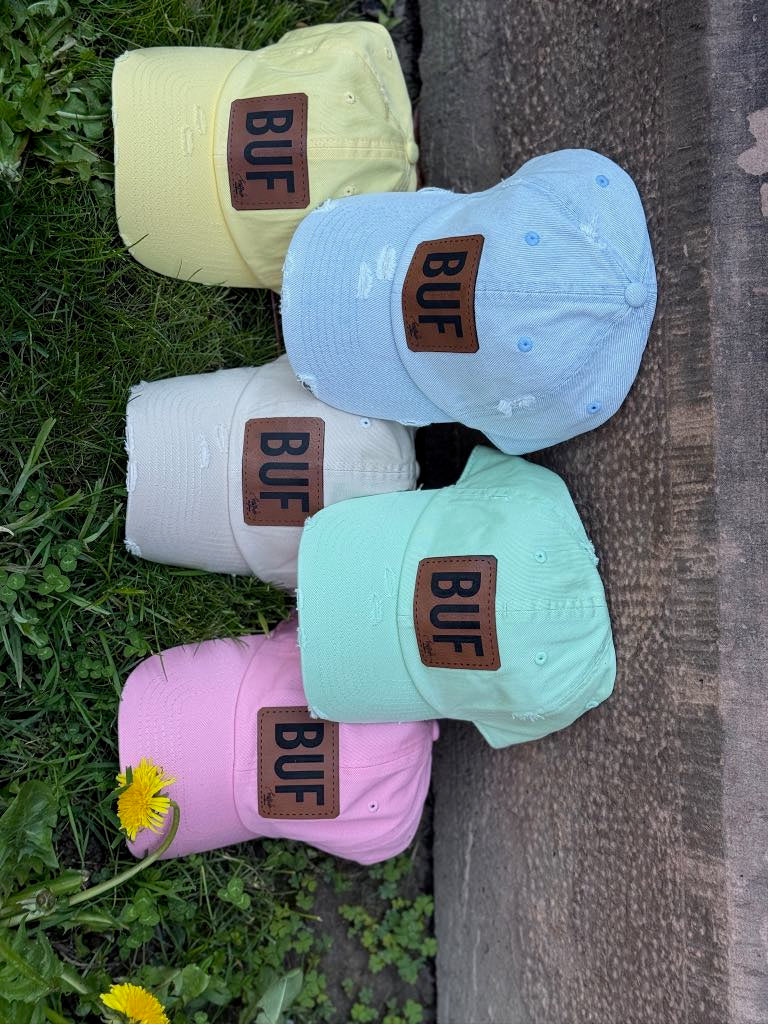 Vintage Distressed Look BUF Patch Womens Baseball Hats