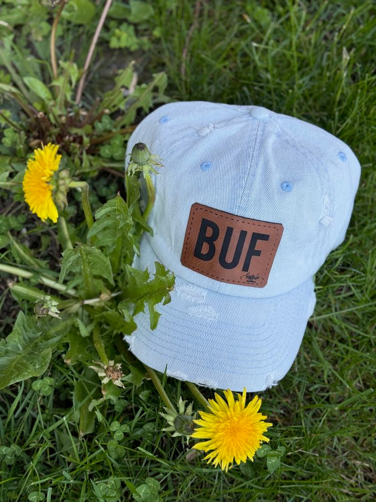 Vintage Distressed Look BUF Patch Womens Baseball Hats