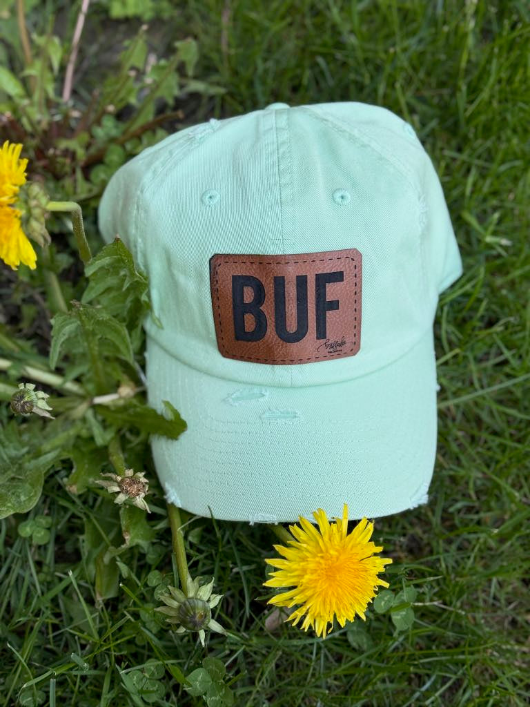 Vintage Distressed Look BUF Patch Womens Baseball Hats